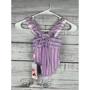 Seafolly Retro Shirred One Piece Swimsuit Baby Girl 2 24mo Frilly Ruffle NEW